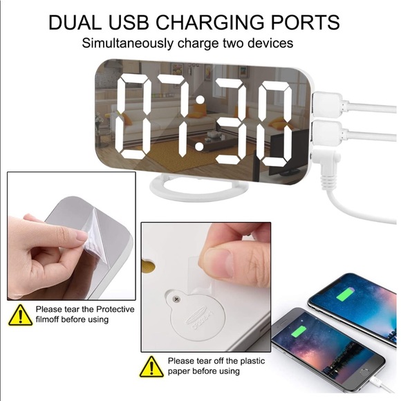 NEW White Digital Alarm Clock/Charger - Picture 5 of 6